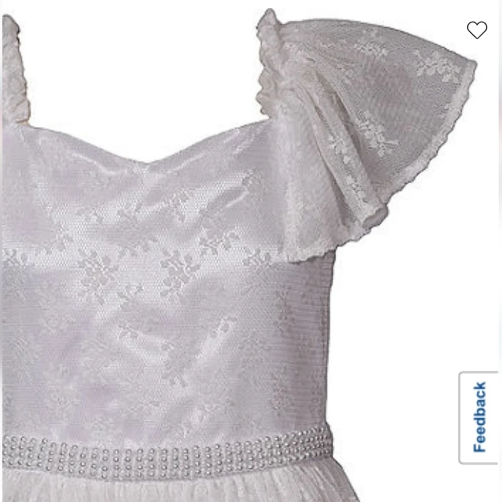 Bonnie Jean Communion Short Sleeve Flutter Flower Girl Fit + Flare Dress. NEW!